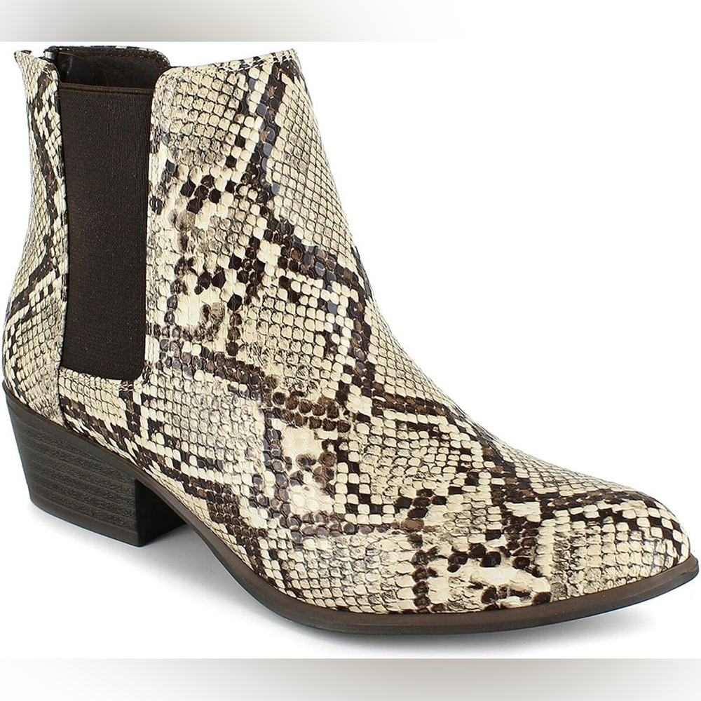 Esprit Snakeskin Boot Brown Cream Womens 7.5